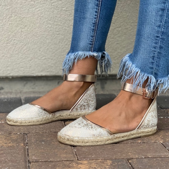 NIB Rose Gold Mary Jane Ankle Strap Espadrille - Picture 7 of 8